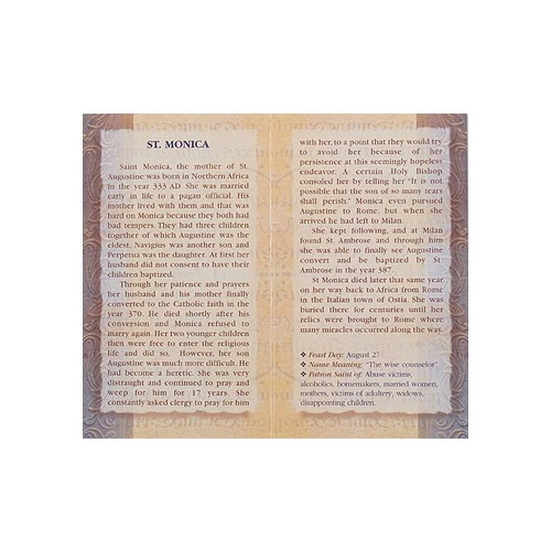 St. Monica - Mini Lives of the Saints Folded Prayer Card - Image 2