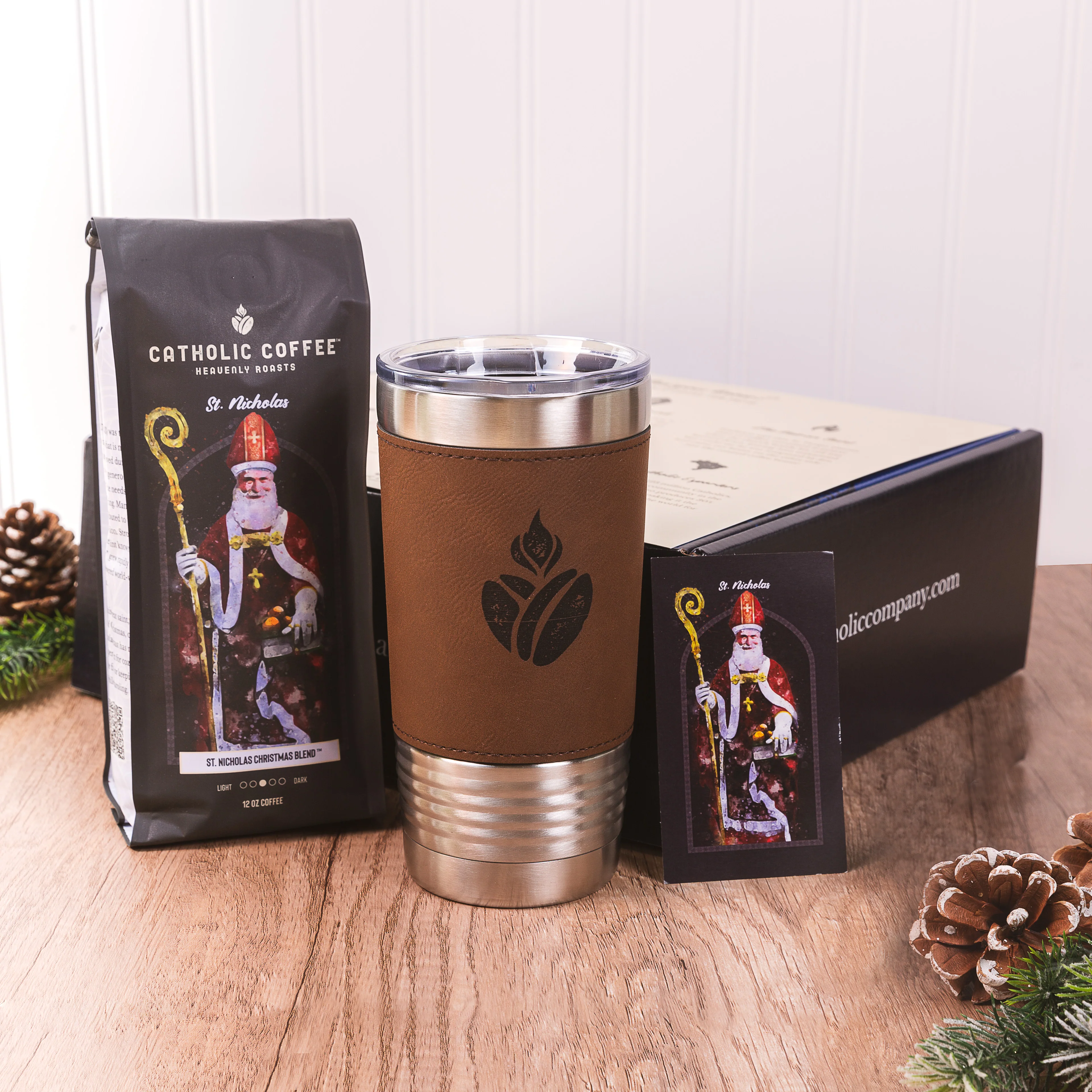 St. Nicholas Coffee & Leather Tumbler Gift Set - Image 2