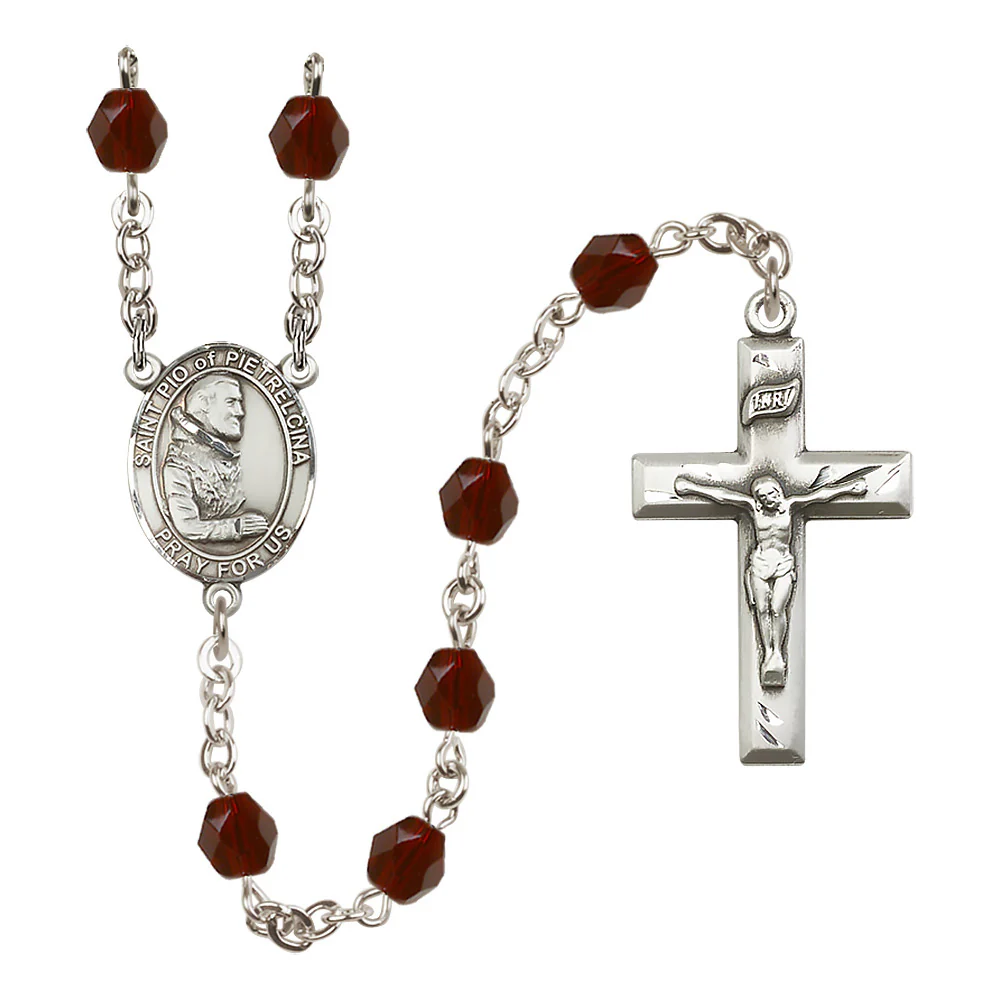 St. Padre Pio of Pietrelcina Crystal Birthstone Rosary - Multiple Birthstones