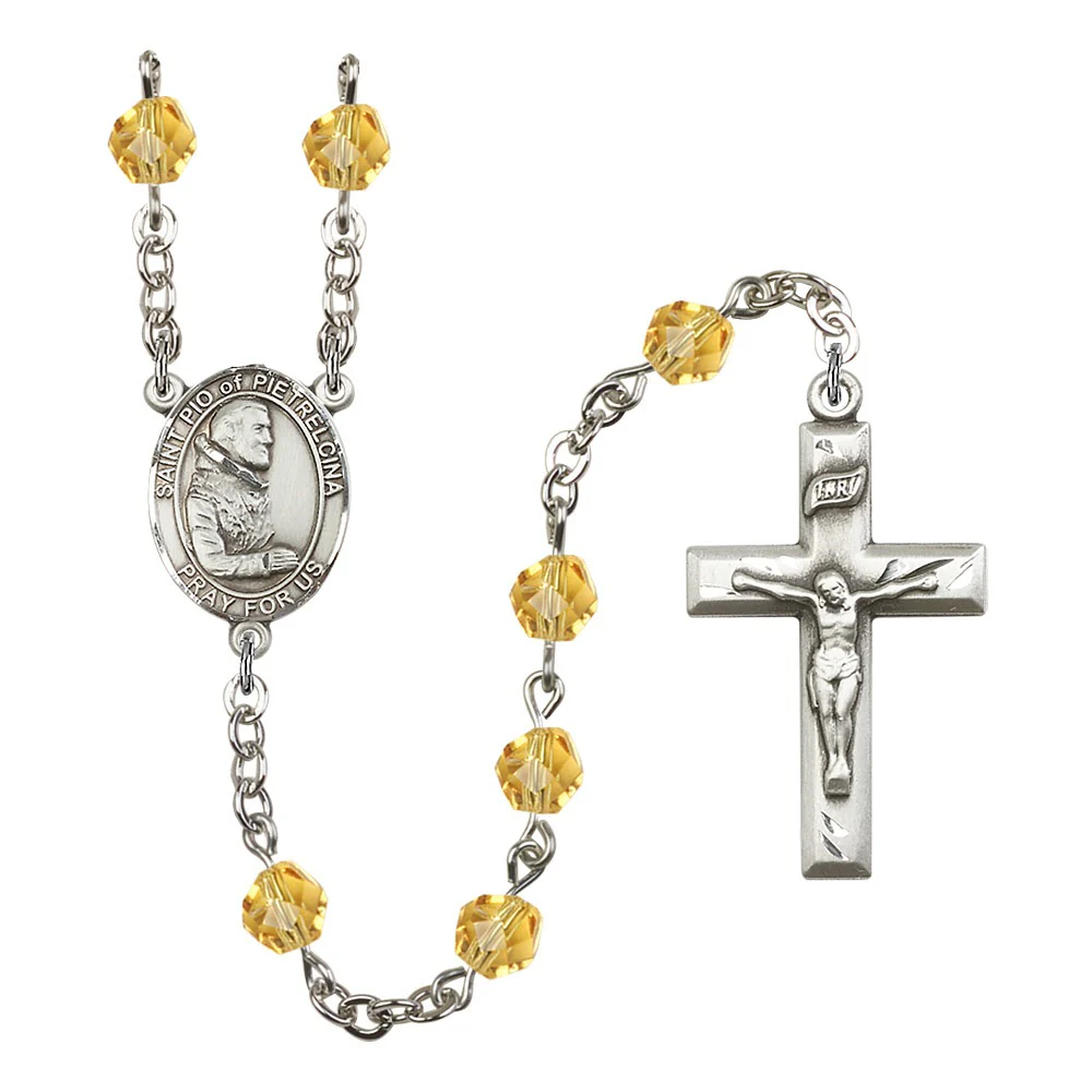 St. Padre Pio of Pietrelcina Crystal Birthstone Rosary - Multiple Birthstones - Image 12