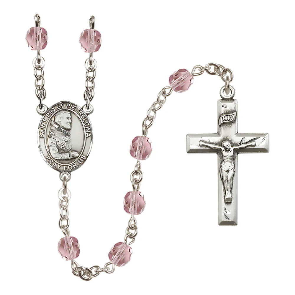 St. Padre Pio of Pietrelcina Crystal Birthstone Rosary - Multiple Birthstones - Image 5