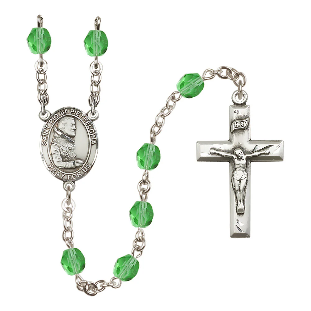 St. Padre Pio of Pietrelcina Crystal Birthstone Rosary - Multiple Birthstones - Image 7