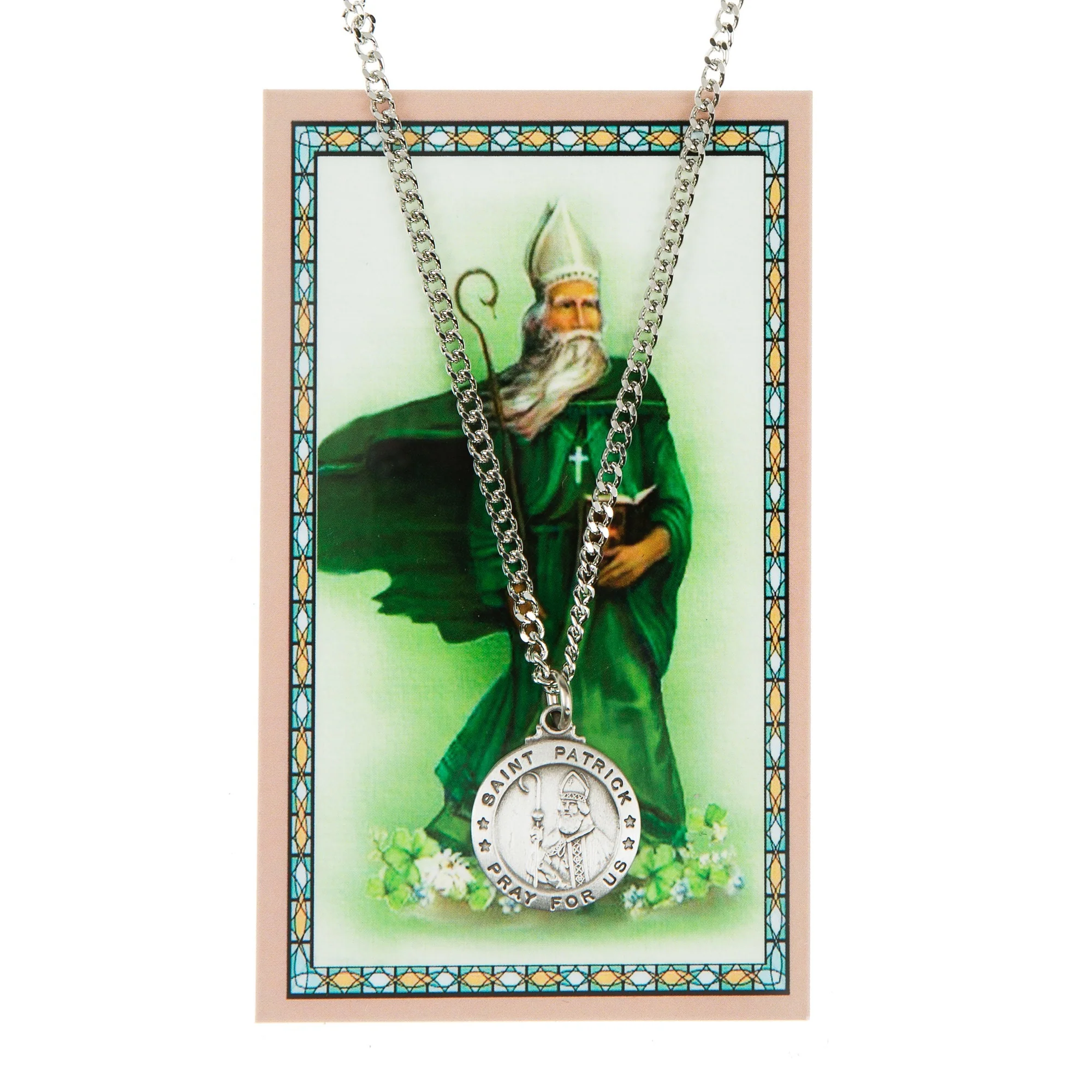 St. Patrick Patron Saint Prayer Card w/ Medal