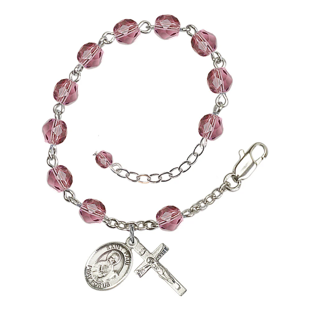 St. Paul The Apostle Crystal Birthstone Rosary Bracelet - Multiple Birthstones