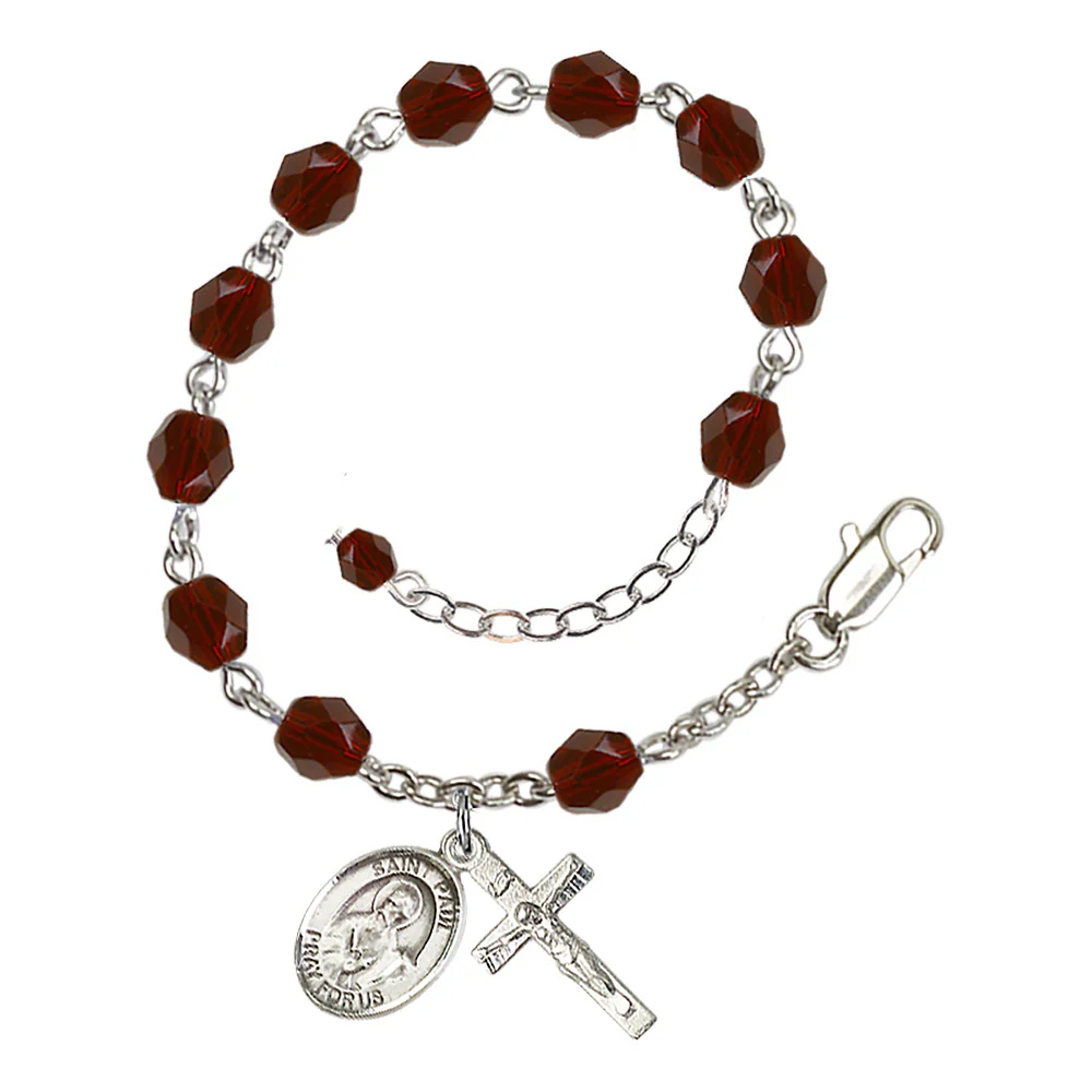 St. Paul The Apostle Crystal Birthstone Rosary Bracelet - Multiple Birthstones - Image 5