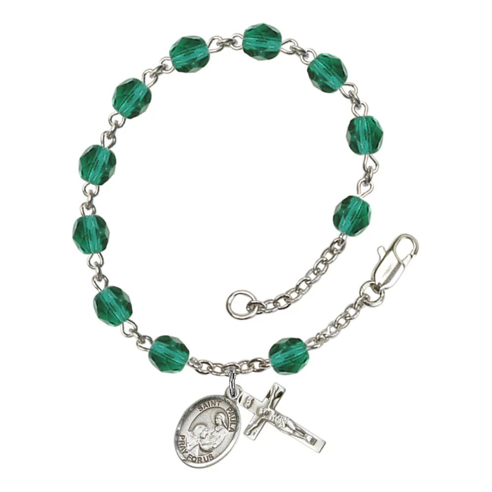 St. Paula Teal December Rosary Bracelet 6mm