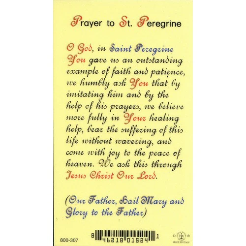 St. Peregrine Laminated Prayer Card - Image 2