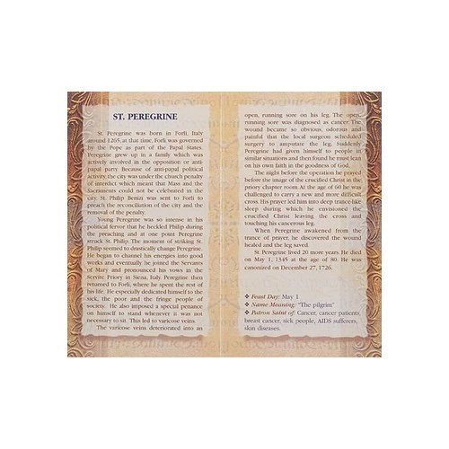 St. Peregrine - Mini Lives of the Saints Folded Prayer Card - Image 2