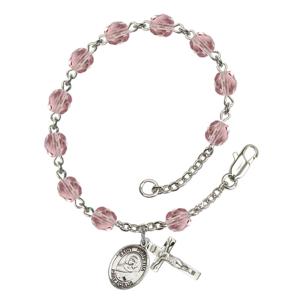 St. Perpetua 6mm light purple June Rosary Bracelet