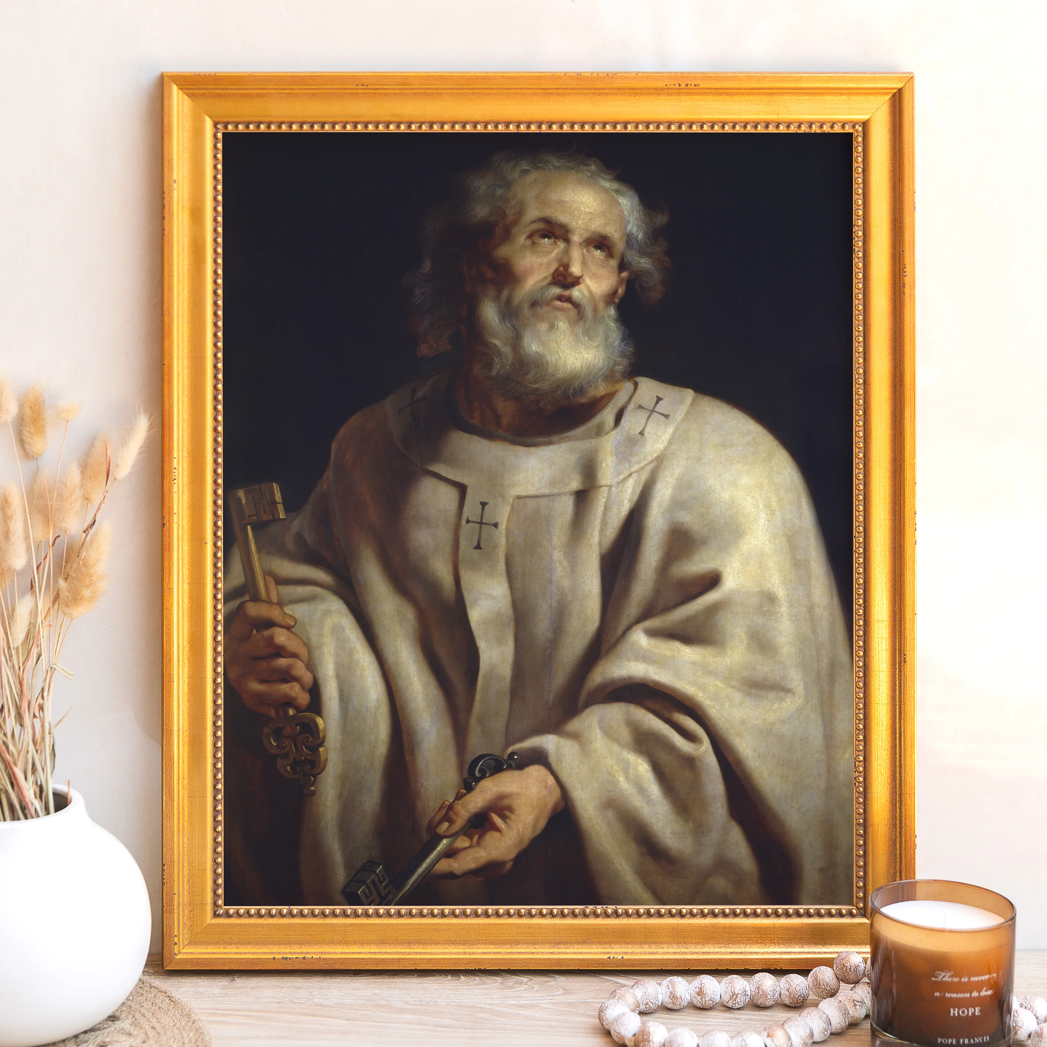 St. Peter as Pope Framed Canvas by Rubens - Sacred Signature Collection - Image 7