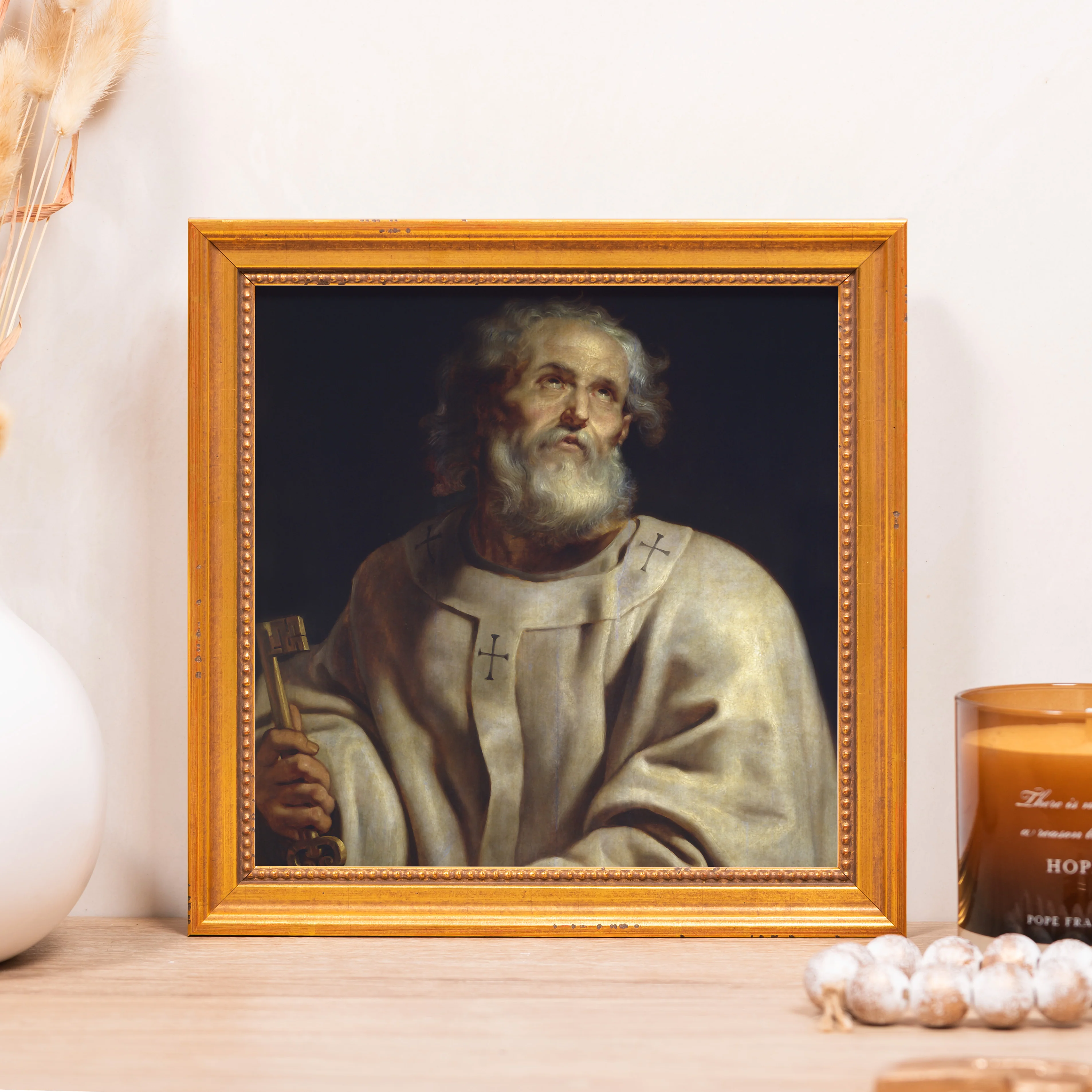 St. Peter as Pope Framed Canvas - Sacred Mini Collection - Image 4