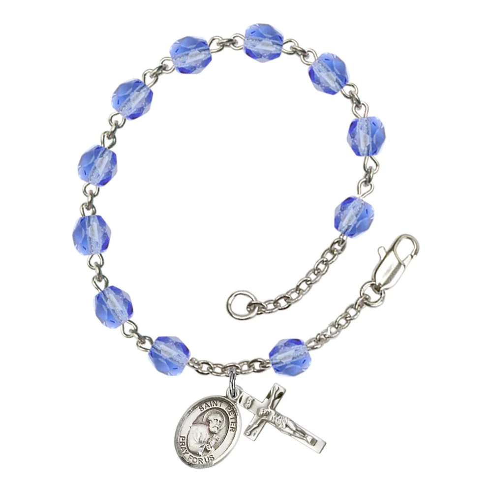 St. Peter The Apostle Blue September Rosary Bracelet 6mm