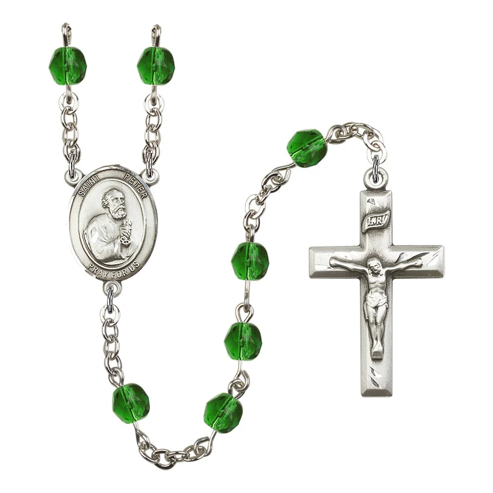 St. Peter The Apostle Green May Rosary 6mm