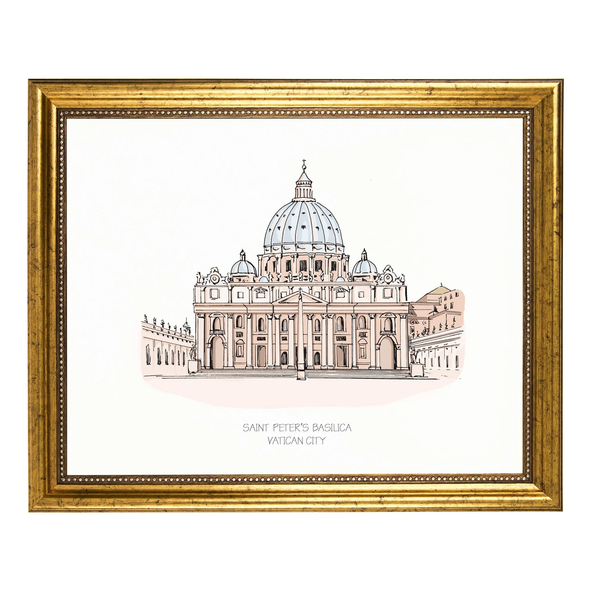 St Peter's Basilica Gold Framed Art Print - 8x10" - Image 2