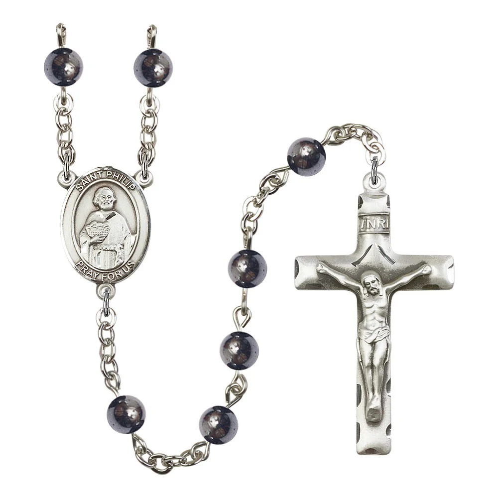 St. Philip The Apostle 6mm Hematite Rosary