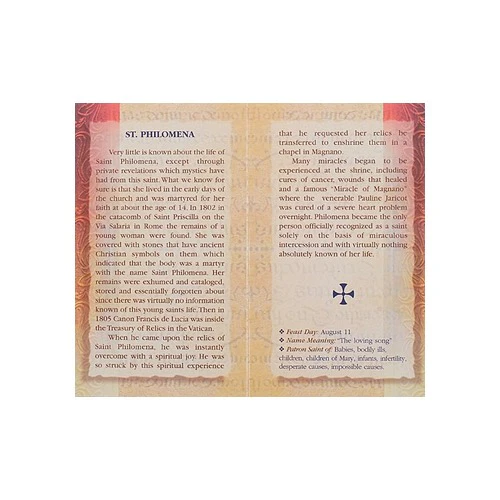 St. Philomena - Mini Lives of the Saints Folded Prayer Card - Image 2