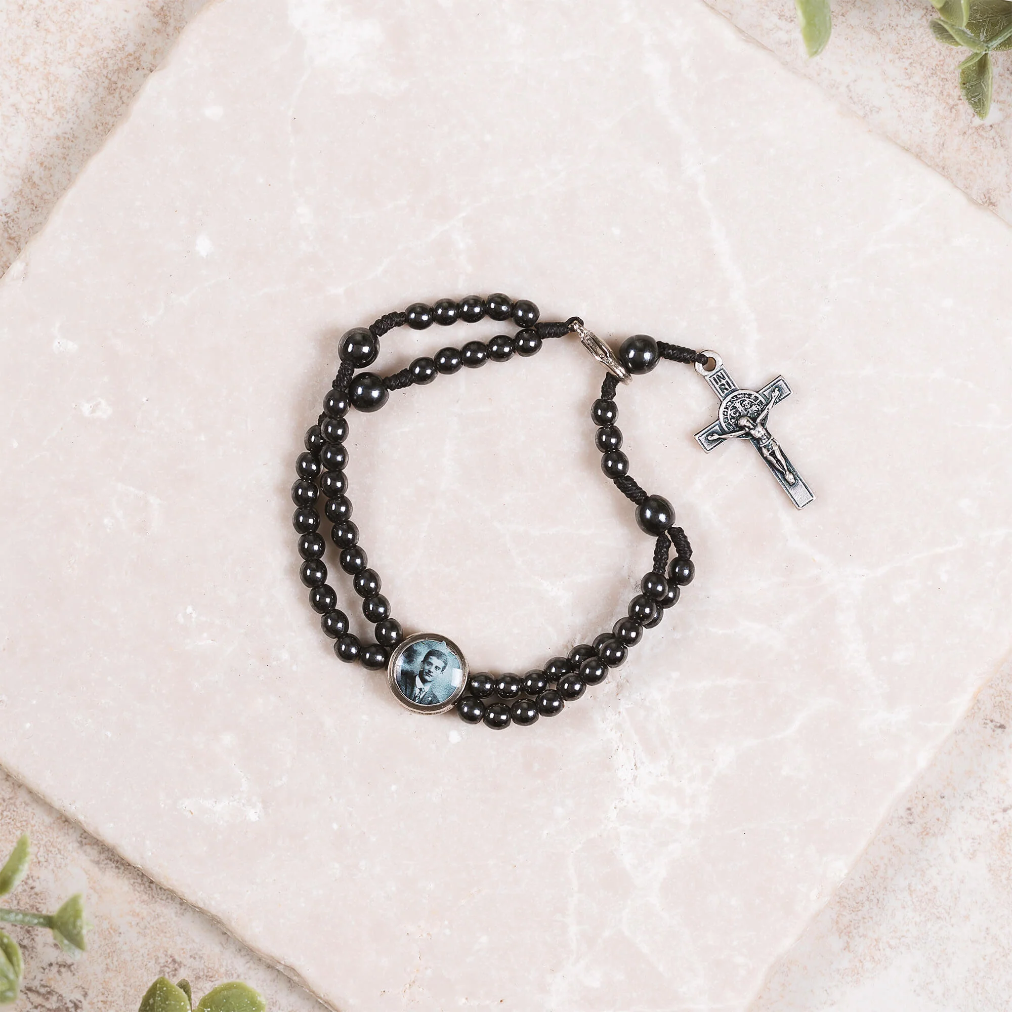 St. Pier Giorgio Frassati Hematite Rosary Bracelet