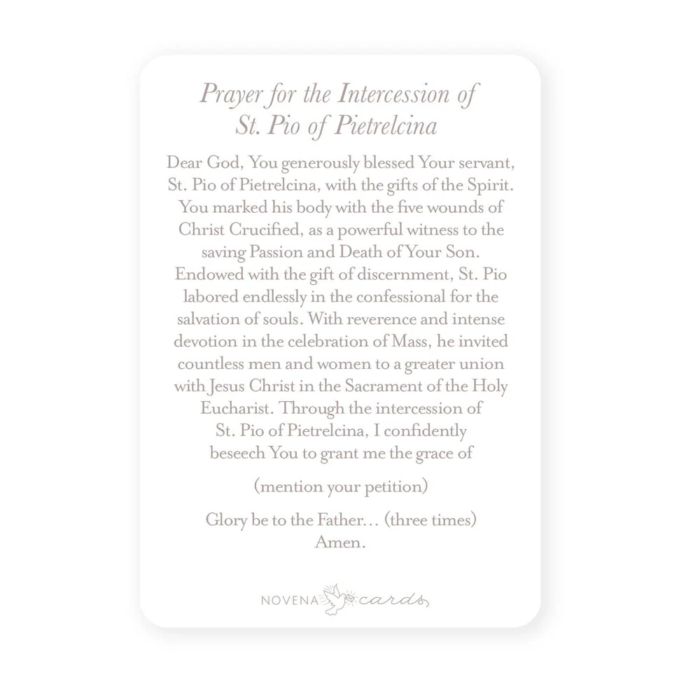 St. Pio of Pietrelcina (Padre Pio) Prayer Card - Image 2