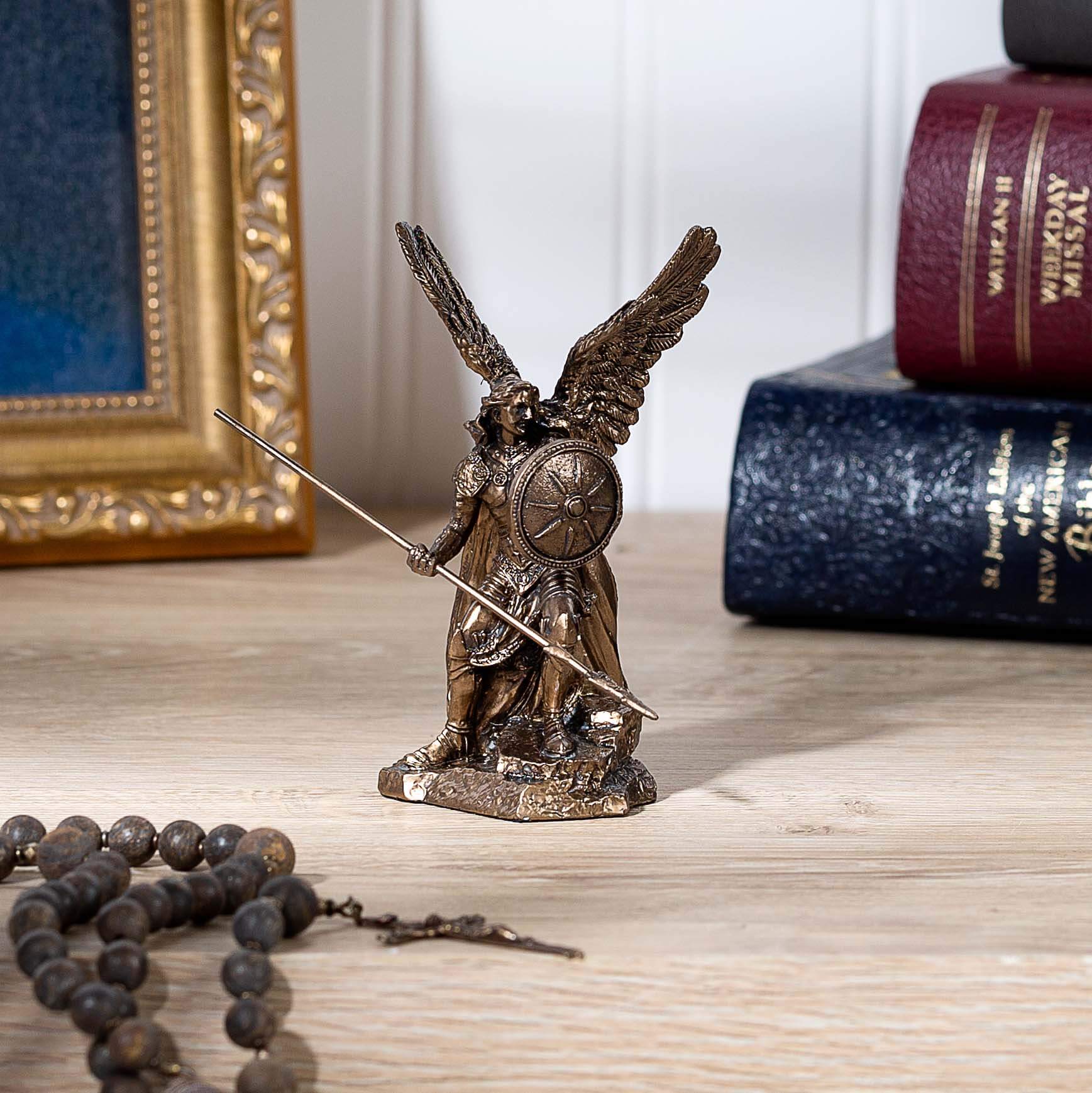 St. Raphael Archangel Veronese Statue - Bronzed Finish 4"