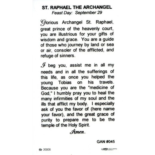 St. Raphael Prayer Card & Medal - Image 2