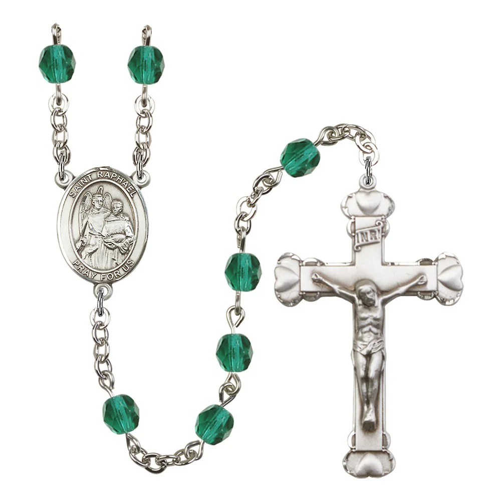 St. Raphael The Archangel Teal December Rosary 6mm