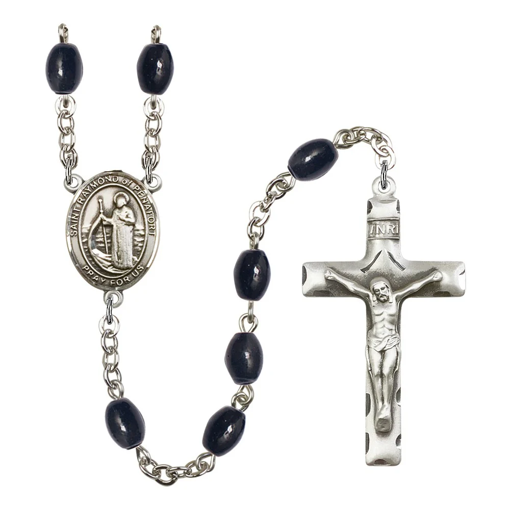 St. Raymond Of Penafort 8X6mm Black Onyx Rosary