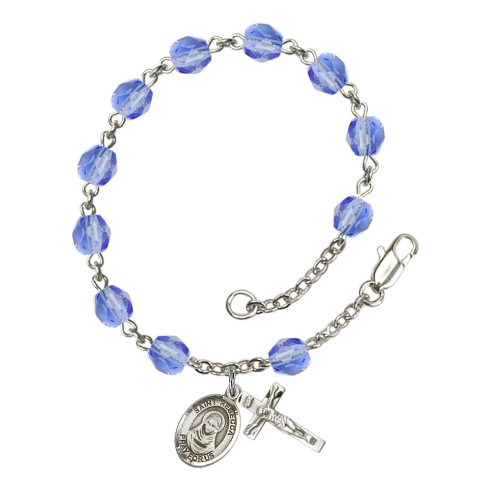 St. Rebecca Blue September Rosary Bracelet 6mm