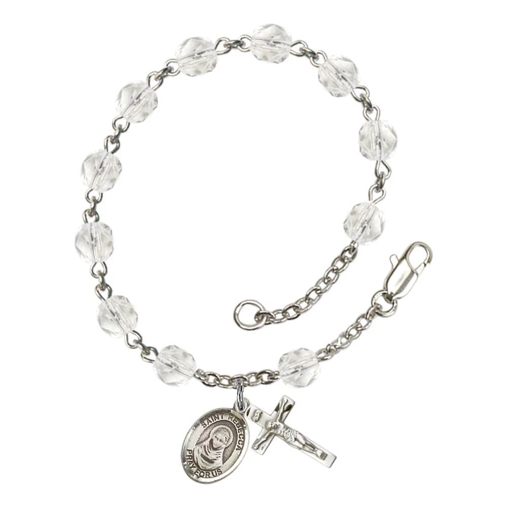 St. Rebecca Crystal April Rosary Bracelet 6mm