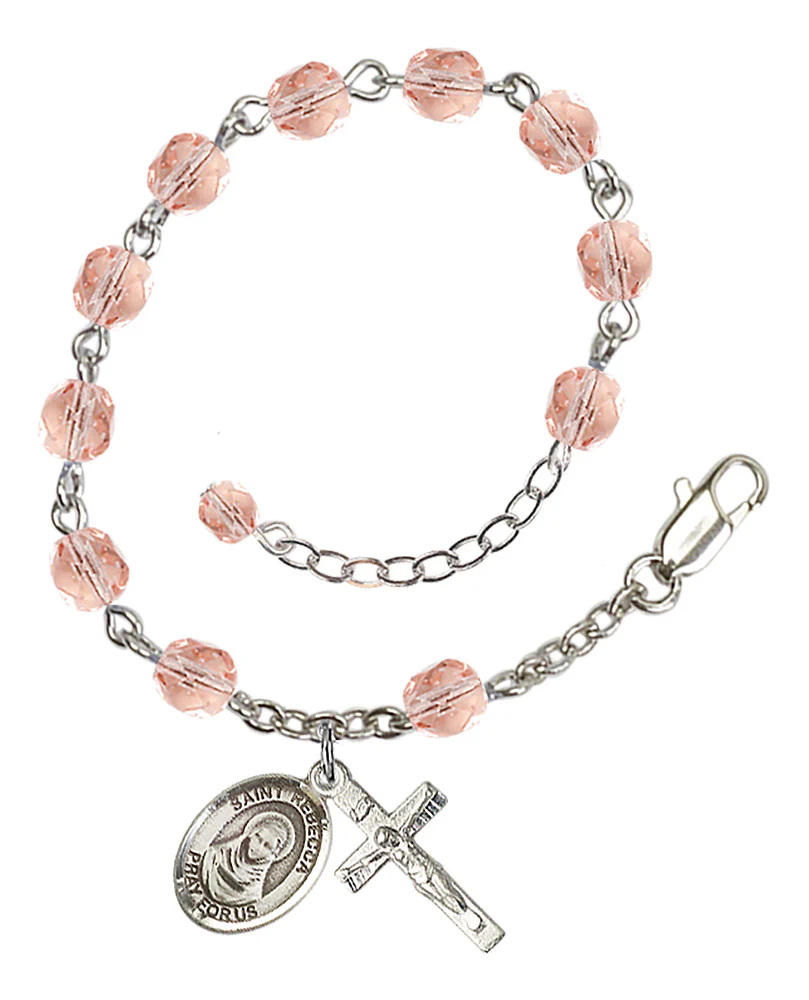 St. Rebecca Pink October Rosary Bracelet 6mm