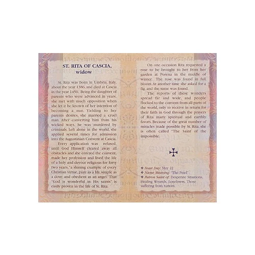 St. Rita - Mini Lives of the Saints Folded Prayer Card - Image 2