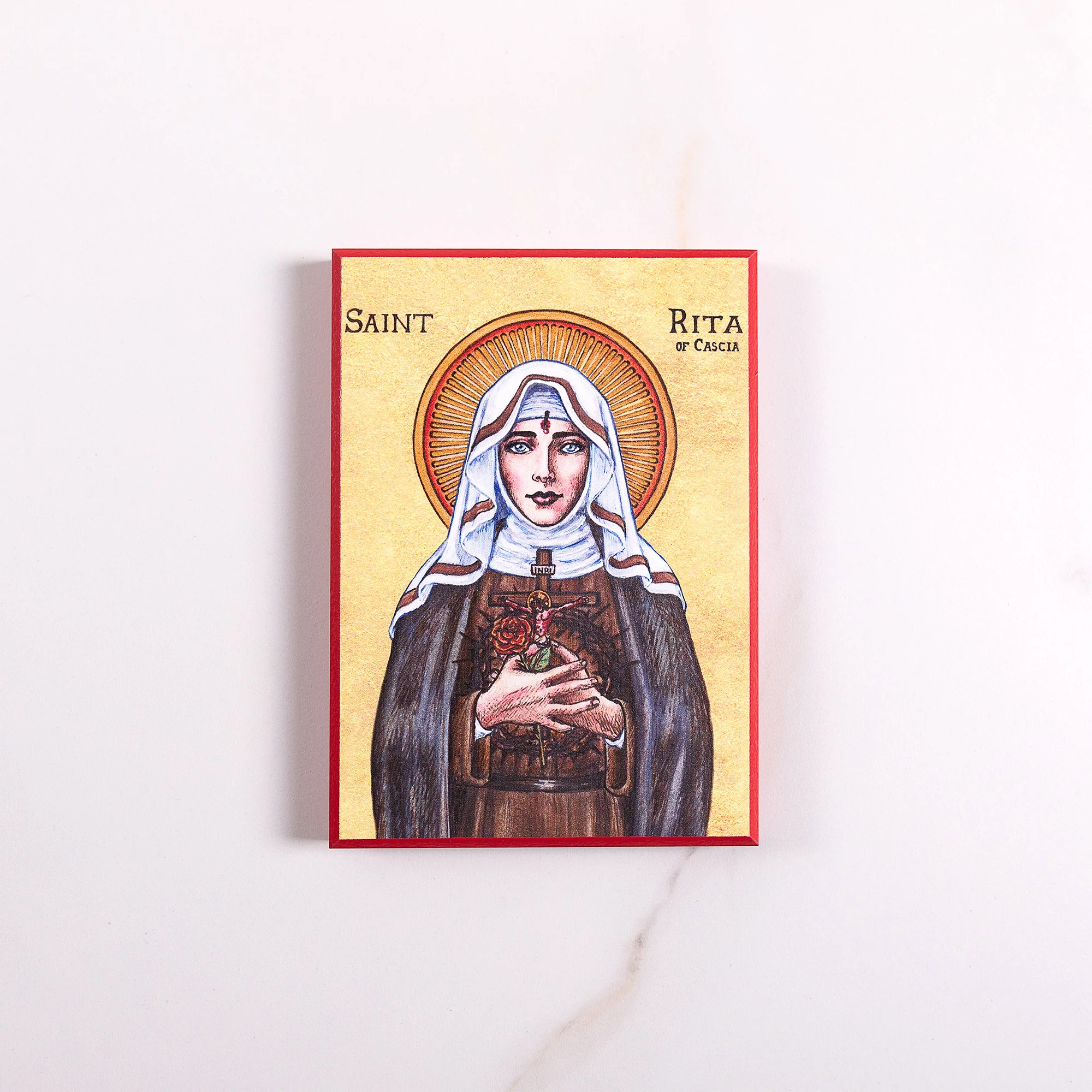 St. Rita Modern Icon Plaque - 5" x 7"