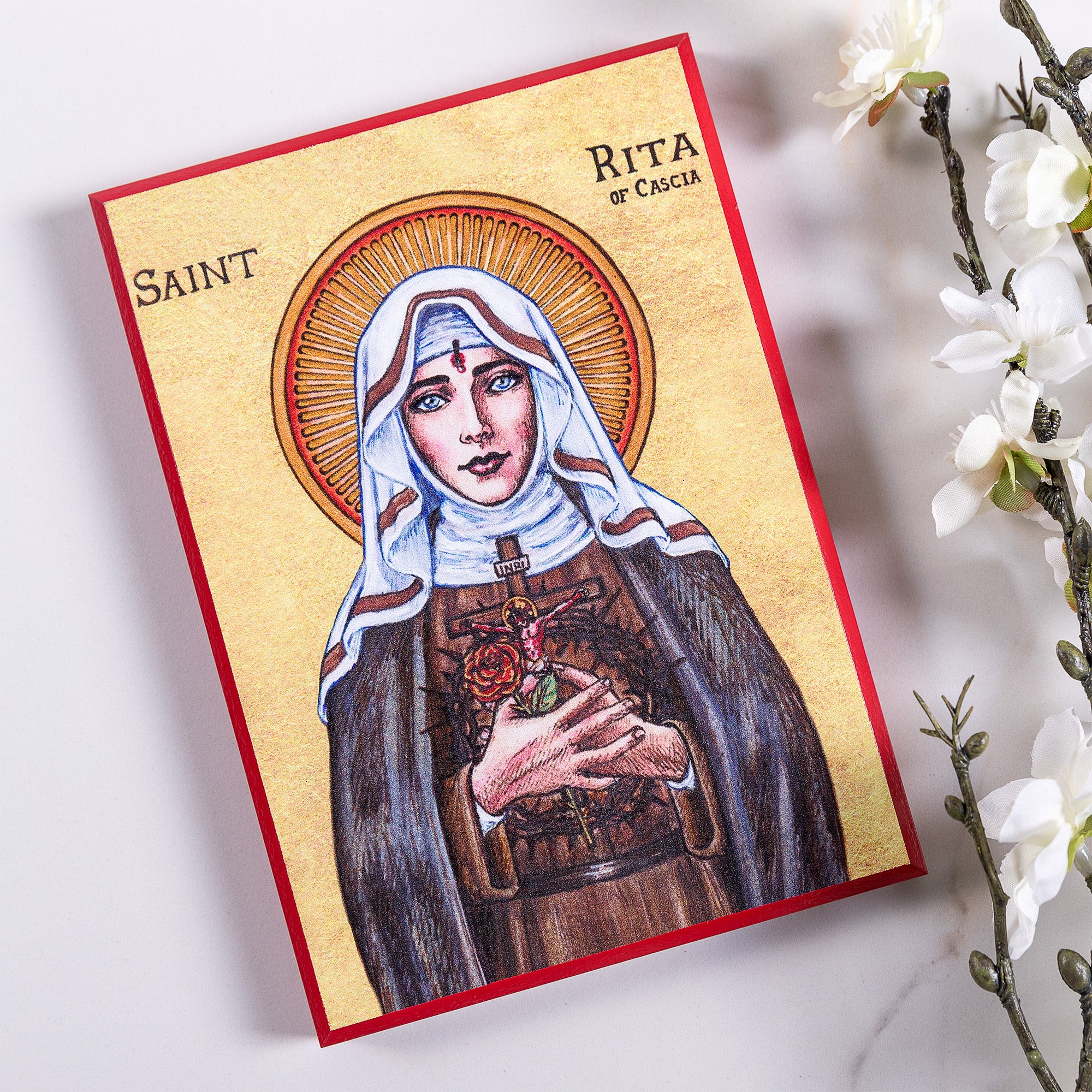 St. Rita Modern Icon Plaque - 5" x 7" - Image 2