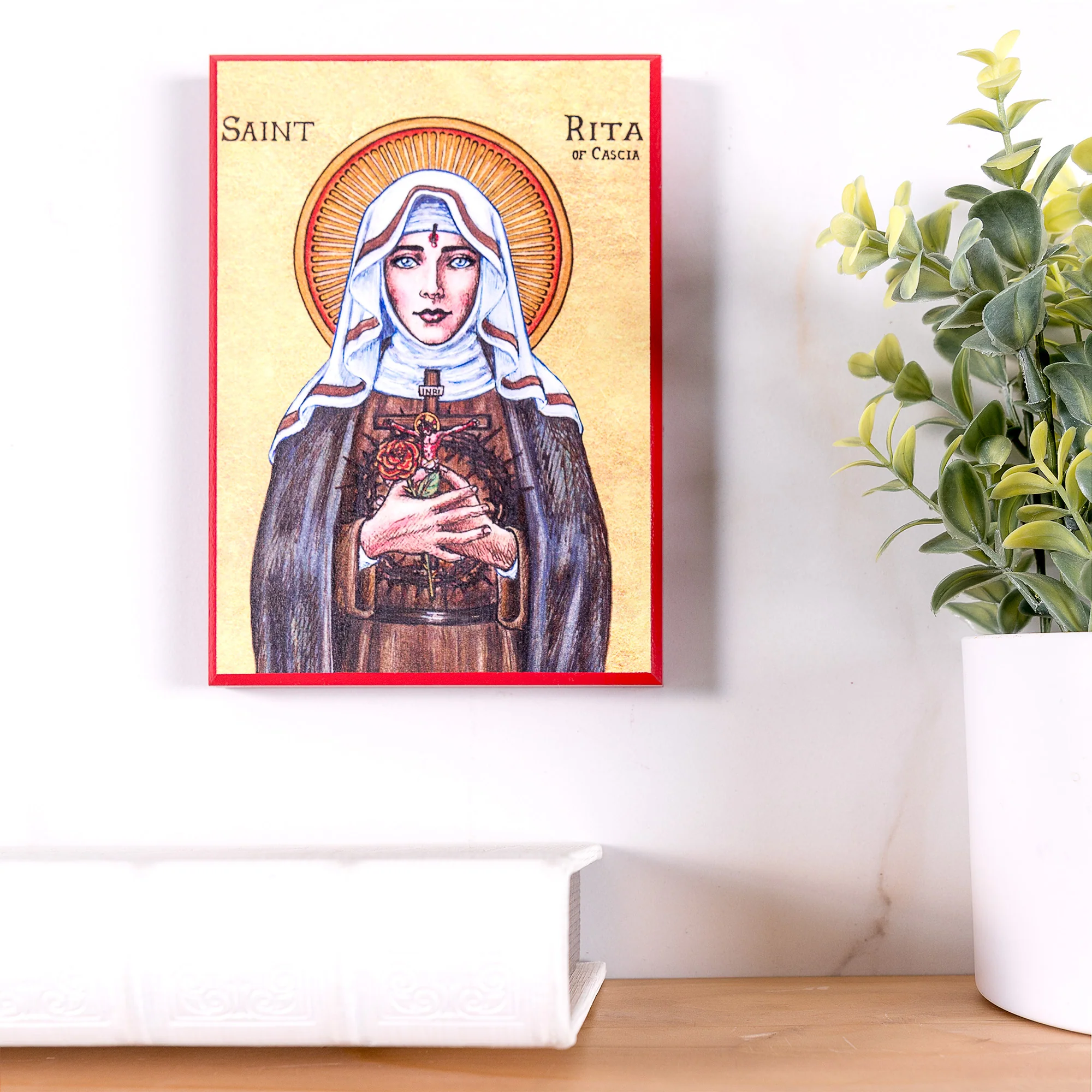 St. Rita Modern Icon Plaque - 5" x 7" - Image 3