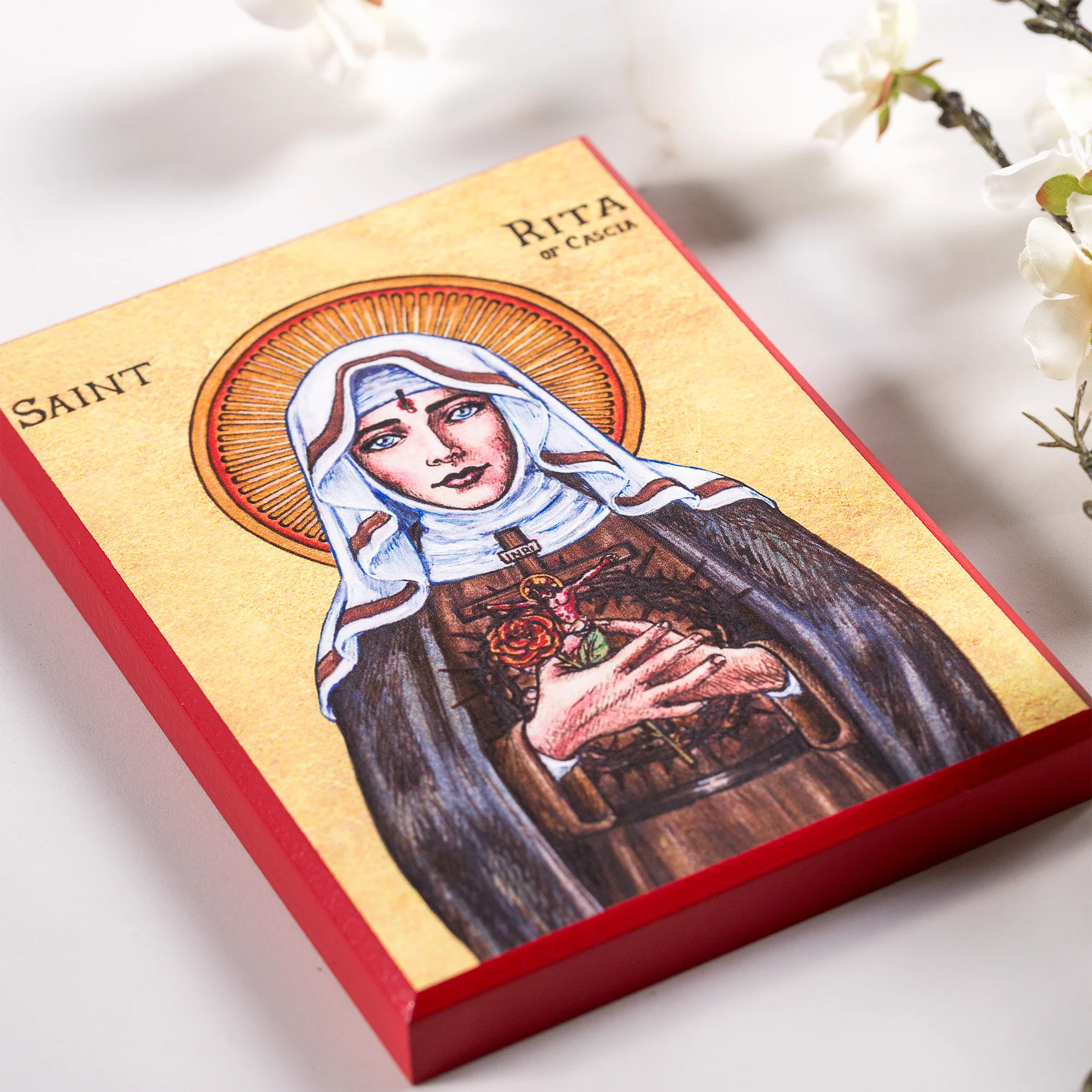 St. Rita Modern Icon Plaque - 5" x 7" - Image 4