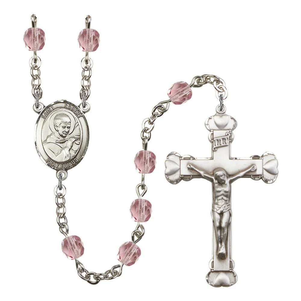 St. Robert Bellarmine Light Purple June Rosary 6mm