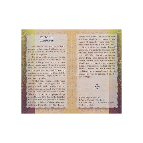 St. Roch - Mini Lives of the Saints Folded Prayer Card - Image 2
