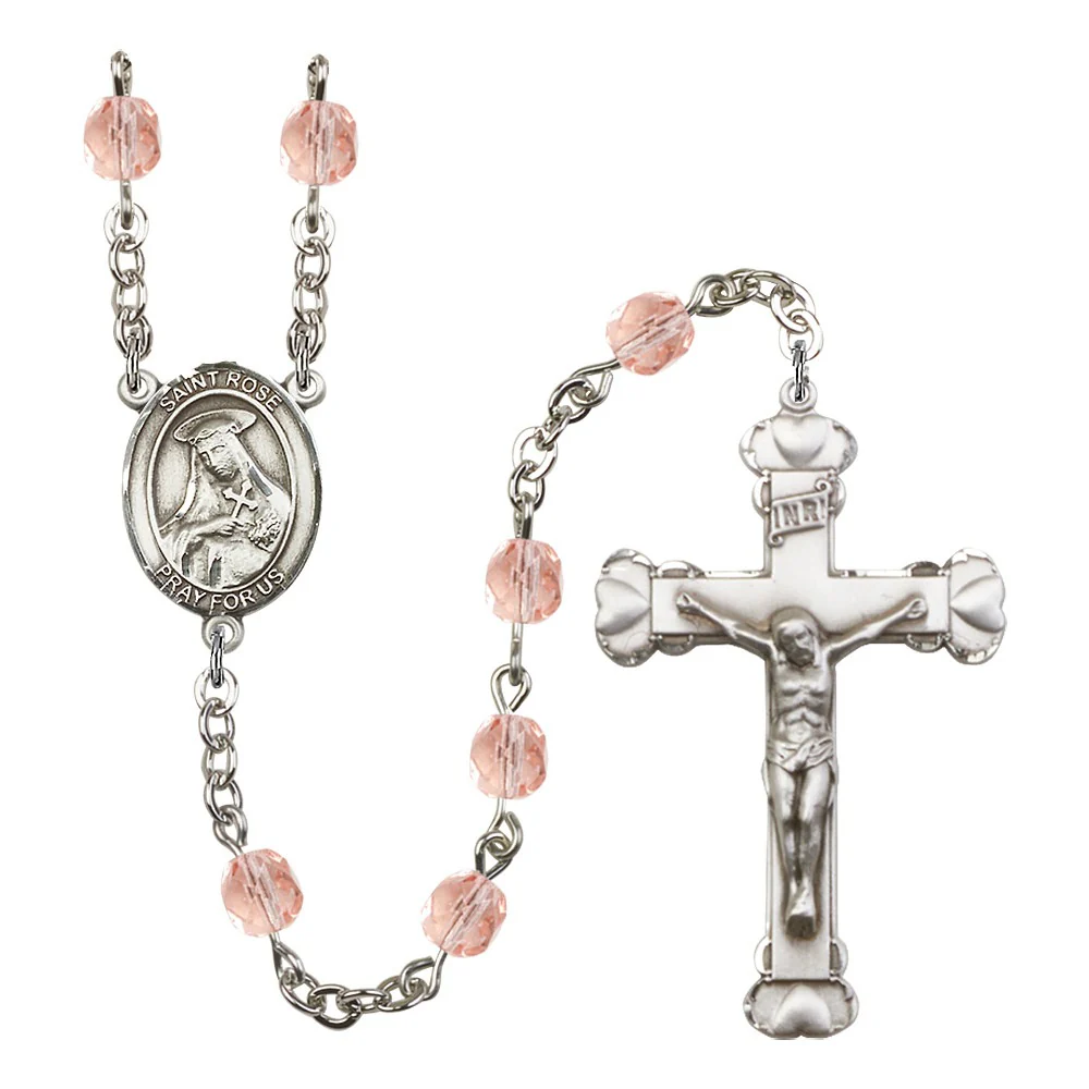 St. Rose Of Lima Pink October Rosary 6mm