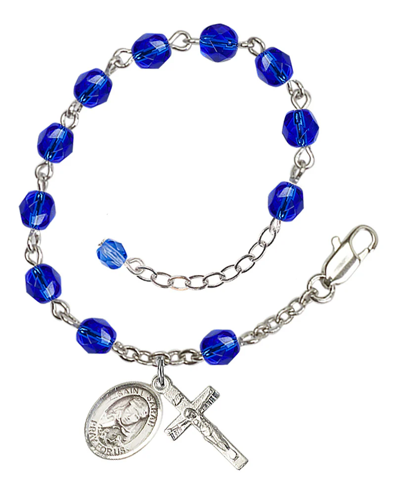 St. Sarah Blue September Rosary Bracelet 6mm
