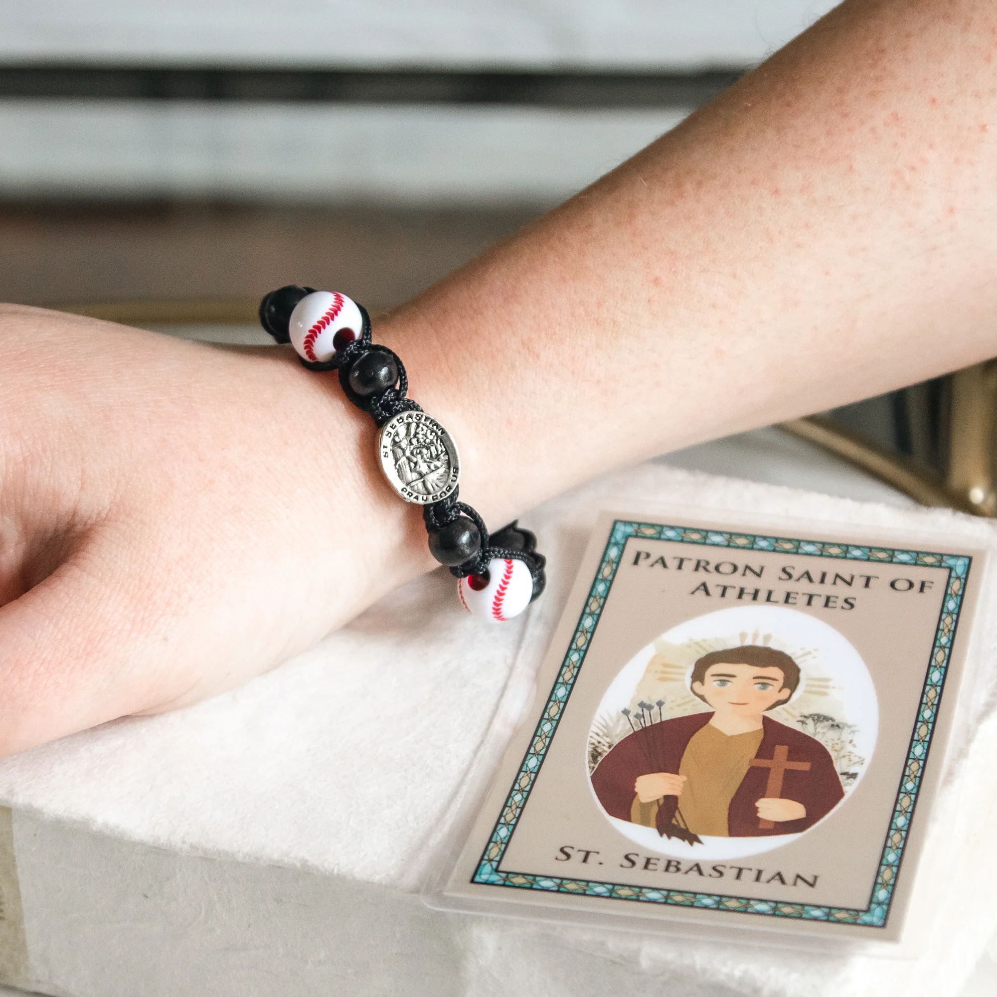 St. Sebastian Corded Baseball Bracelet