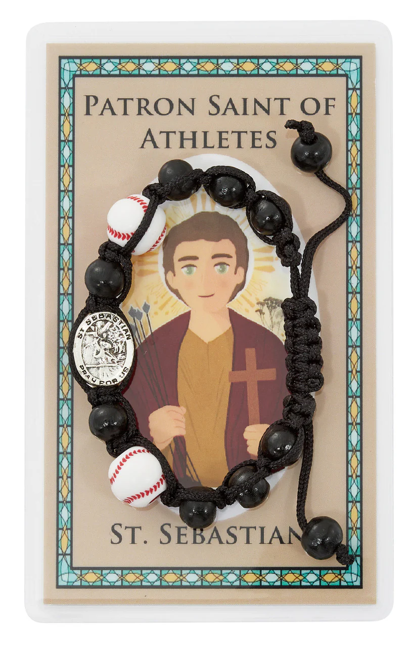 St. Sebastian Corded Baseball Bracelet - Image 2