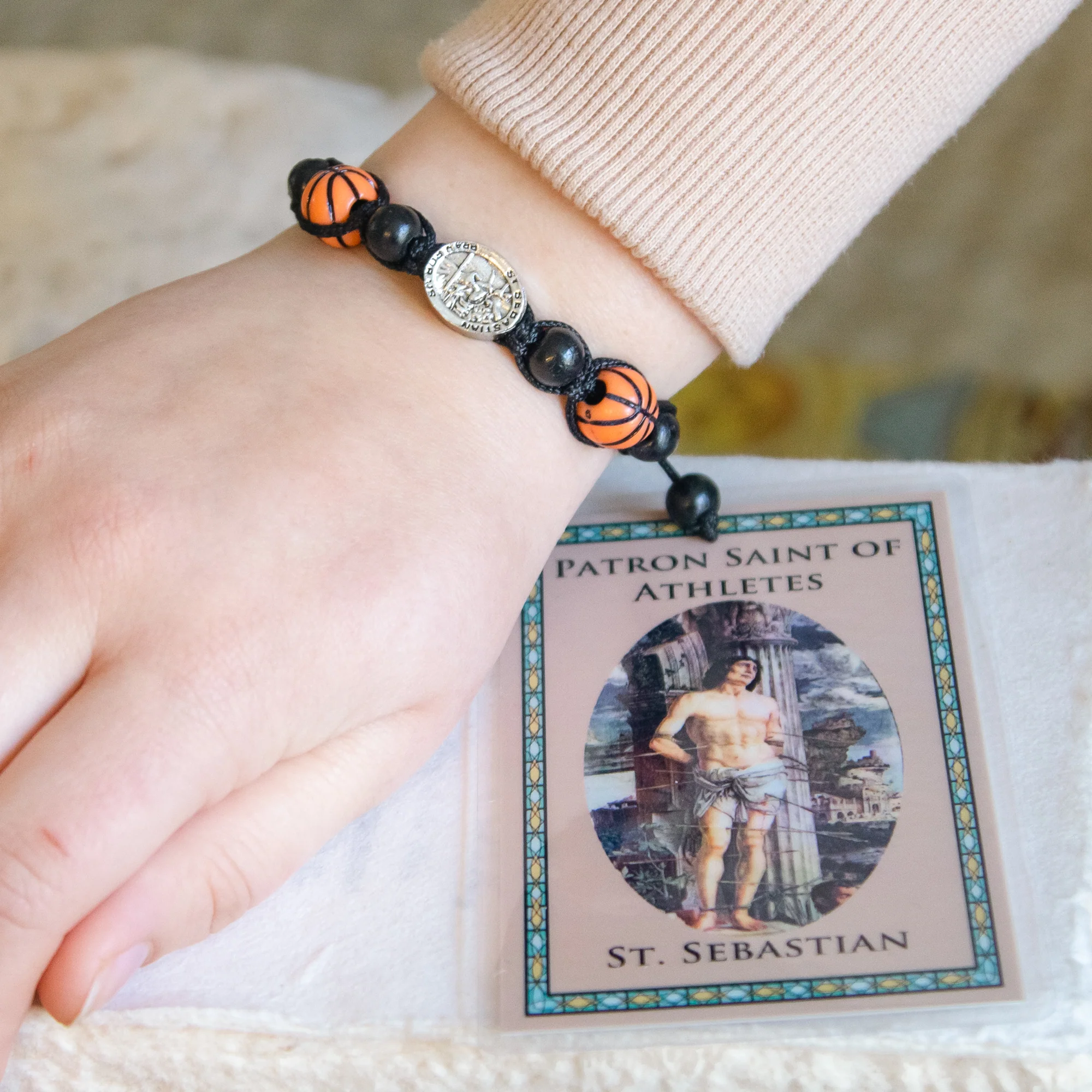 St. Sebastian Corded Basketball Bracelet - Image 2