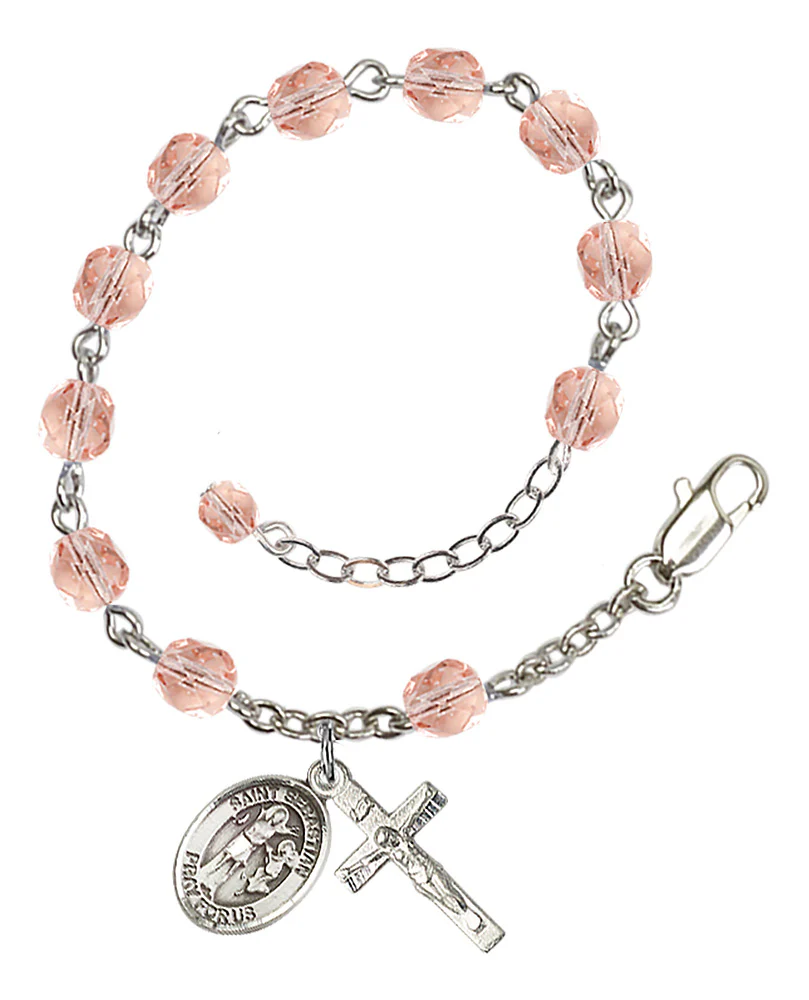 St. Sebastian Crystal Birthstone Rosary Bracelet - Multiple Birthstones - Image 10