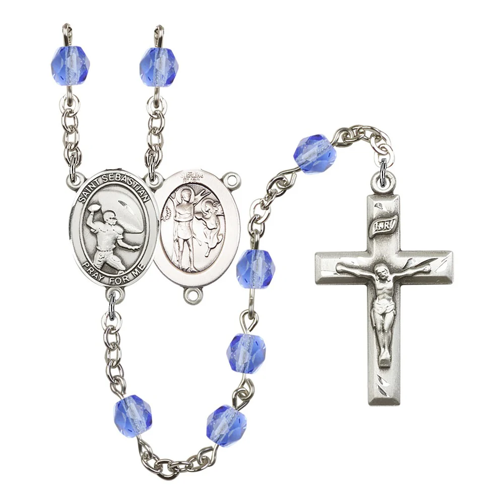 St. Sebastian / Football Blue September Rosary 6mm