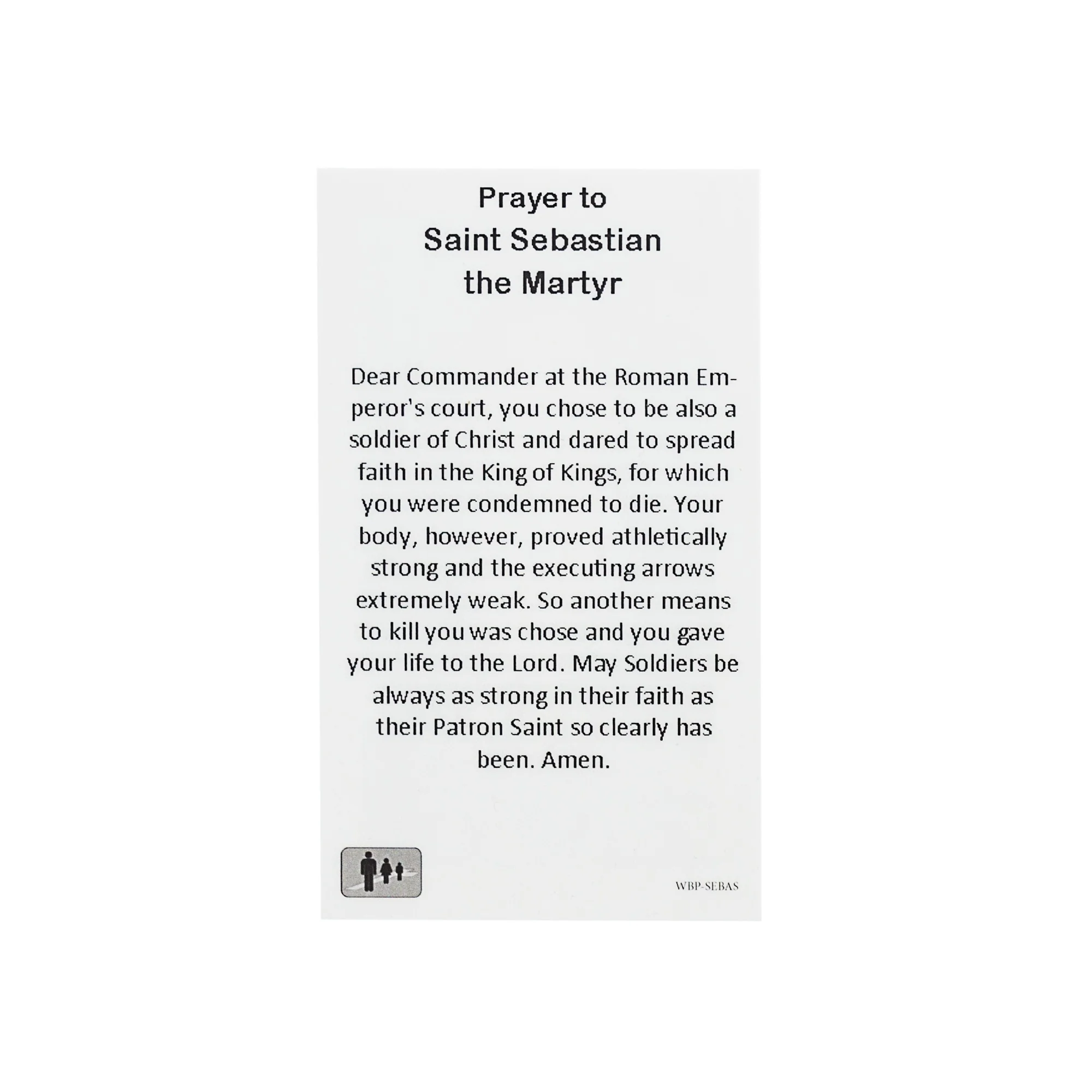 St. Sebastian Patron Saint Prayer Card w/Medal - Image 3