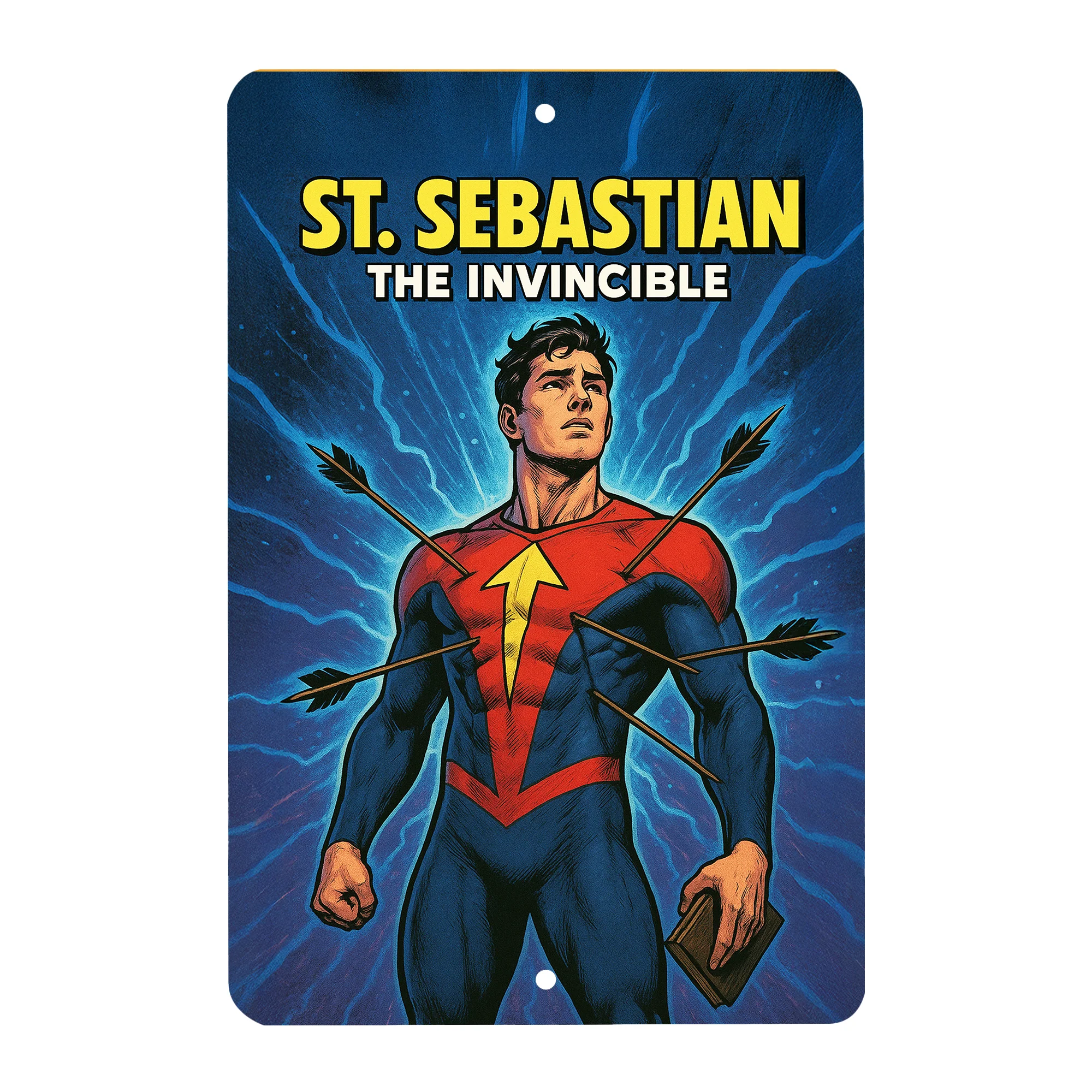 St. Sebastian Superhero Tin Sign - Image 2