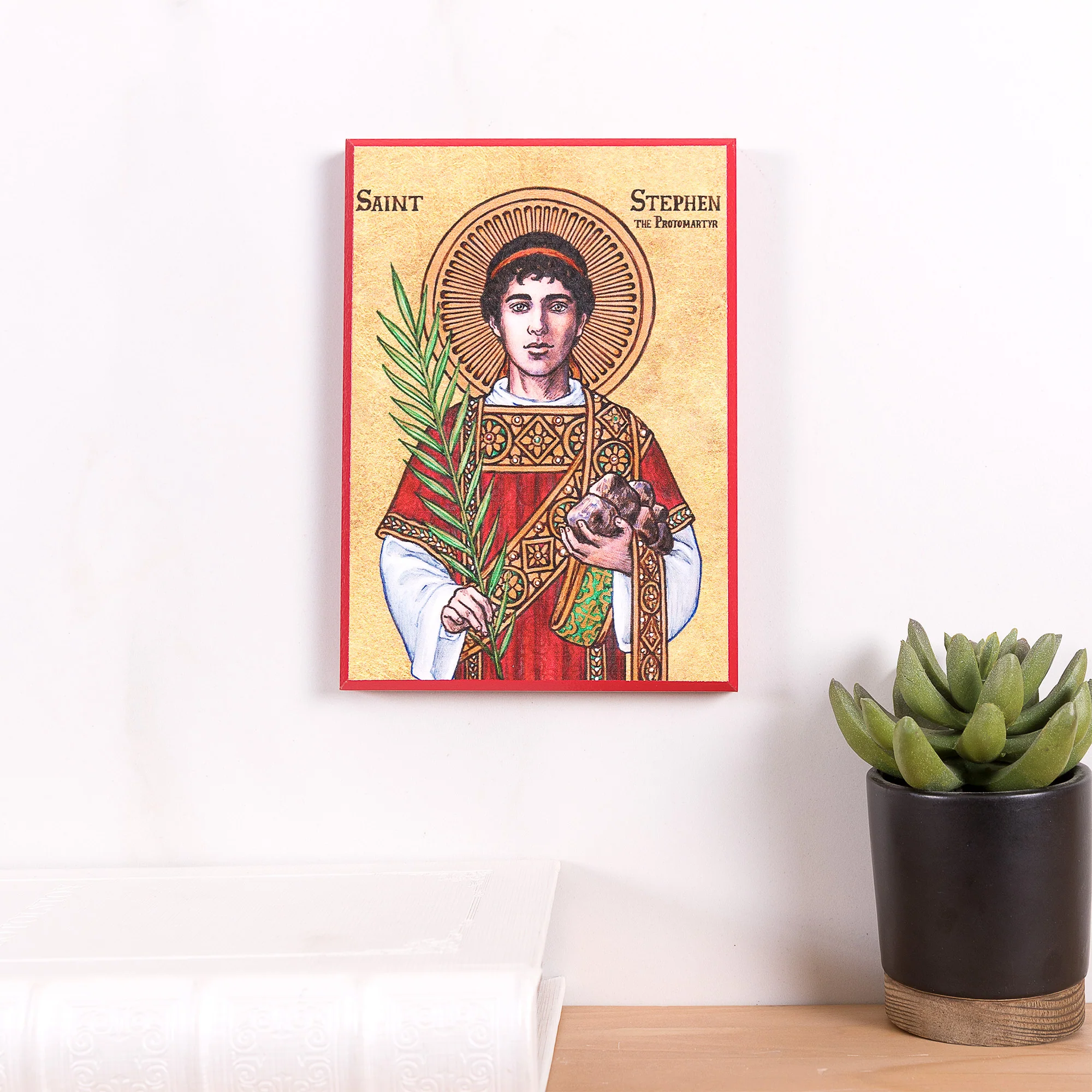 St. Stephen Modern Icon Plaque - 5" x 7" - Image 2