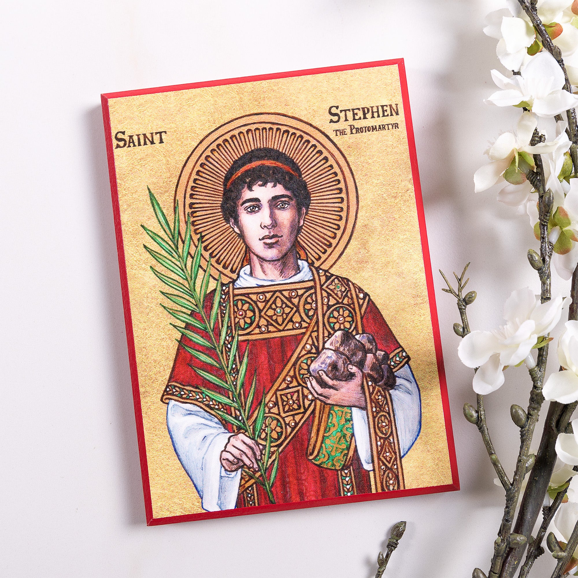 St. Stephen Modern Icon Plaque - 5" x 7" - Image 3