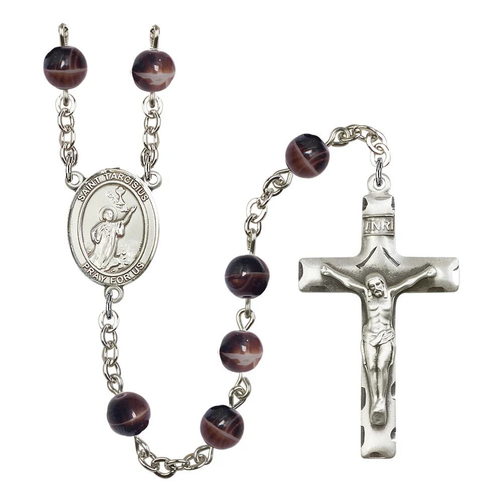St. Tarcisius 7mm Brown Rosary