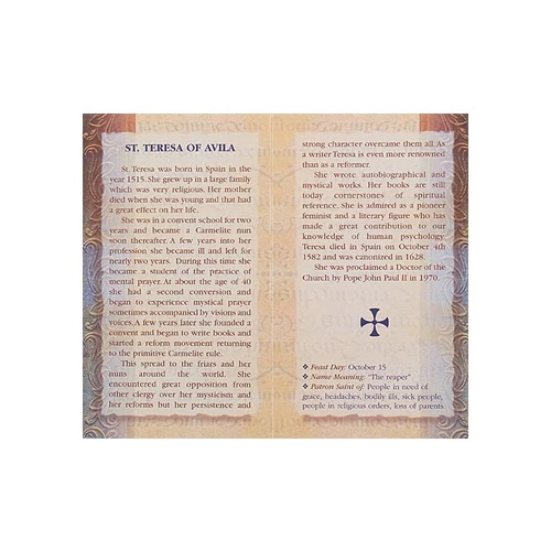 St. Teresa of Avila - Mini Lives of the Saints Folded Prayer Card - Image 2