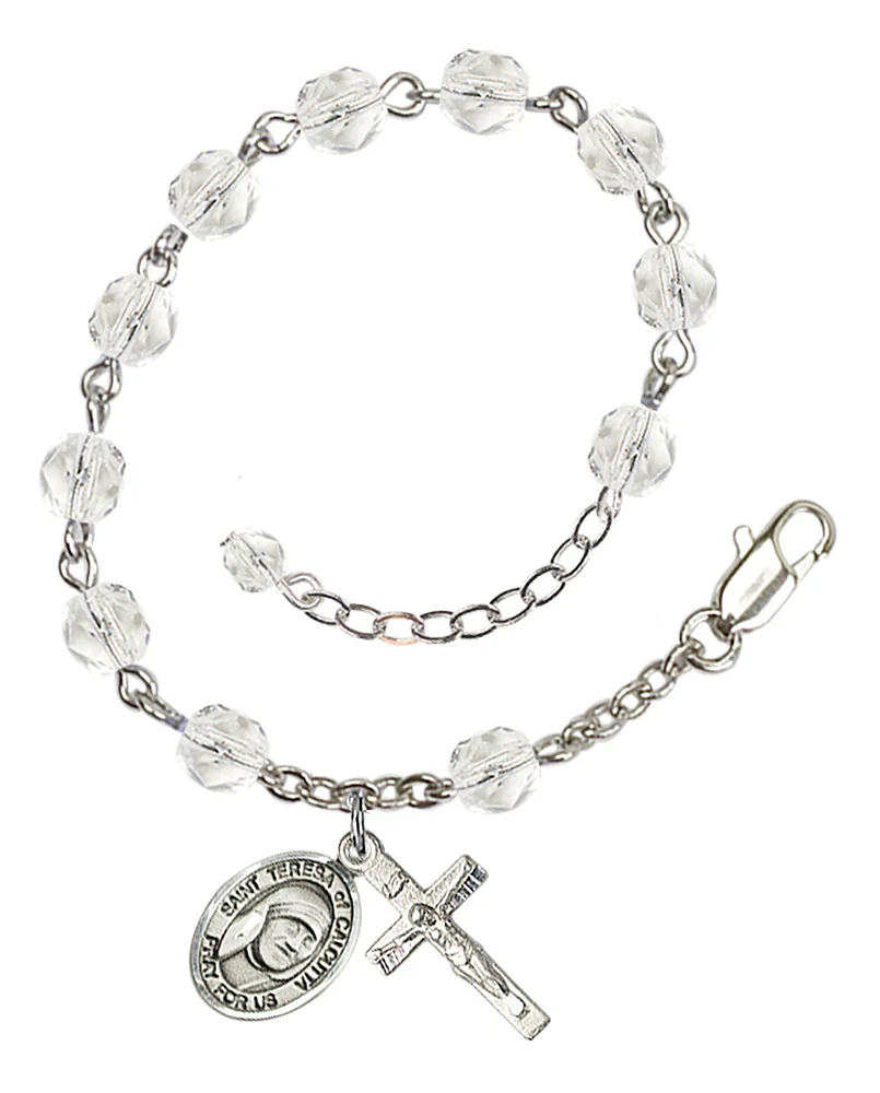 St. Teresa of Calcutta (Mother Teresa) Crystal Birthstone Rosary Bracelet - Multiple Birthstones - Image 3